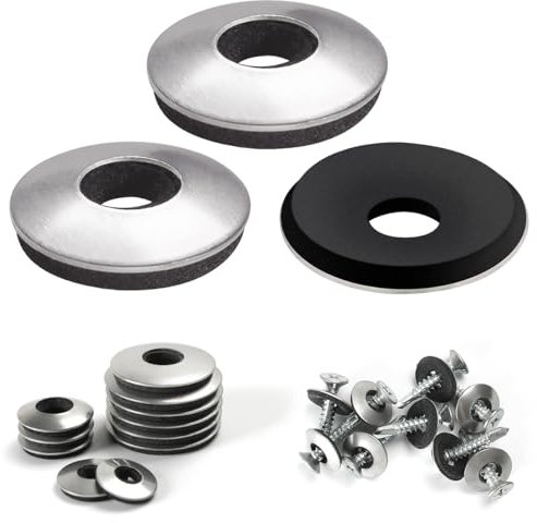FOMGIIN Rondelles d'étanchéité EPDM en Acier Inoxydable M4.8 x 14 mm, 50 Pièces Rondelles Metal avec Joint Caoutchouc, Rondelle Neoprene, Rondelle pour Tole Ondulée pour Toiture