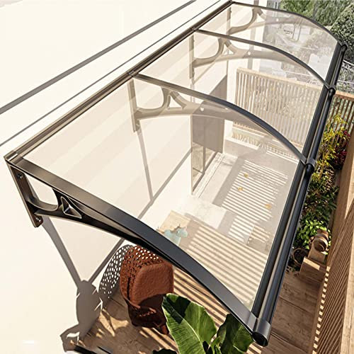 Transparentes, wasserdichtes Türvordach aus Aluminiumlegierung, Regenschutz, Außenfenster-Türvordach, Markise, Verandavordach, Haustürvordach (100 x 250 cm)