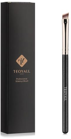 TEOYALL Flat abgledige Eyeliner -Pinsel, weiche dünne, schrägige synthetische Borsten Präzisionsaugenbrauenpinsel für Brauenpulver Gel Augenliner
