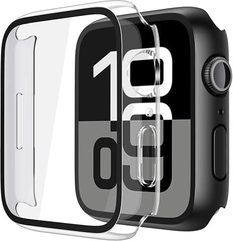 Piuellia 2 Pack Hard Protective Case Screen Protector Compatible with Apple Watch Series 10 46mm, Anti-Drop Ultra-thin Full Coverage PC Cover for iWatch, 1 Black + 1 Transparent