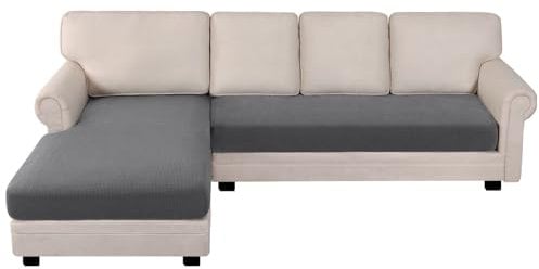 BellaHills Sektionalsofabezüge, Sofa-Sitzkissenbezüge, L-Form, separates Kissen, Couch, Chaiselbezug für Sektionalsofa (Chaiselongue + 3-Sitzer, Grau)