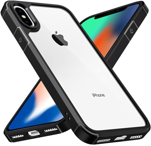 ivoler Nie Vergilbung Crystal Klar Hülle für iPhone XS Max 6.5 Zoll, Militärschutz Stoßfest Transparent Handyhülle Kratzfest Dünn Durchsichtige Schutzhülle Case Cover, Schwarz