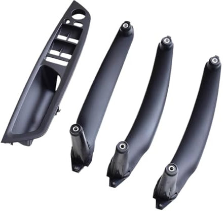 Car Front Rear/Left Right Interior Door Handle Inner Panel Pull Trim Cover For B&MW E70 E71 X5 X6 2007 2008 2009 2010 2011 2012 2013 Interior Door Handles(Black-4PCs)