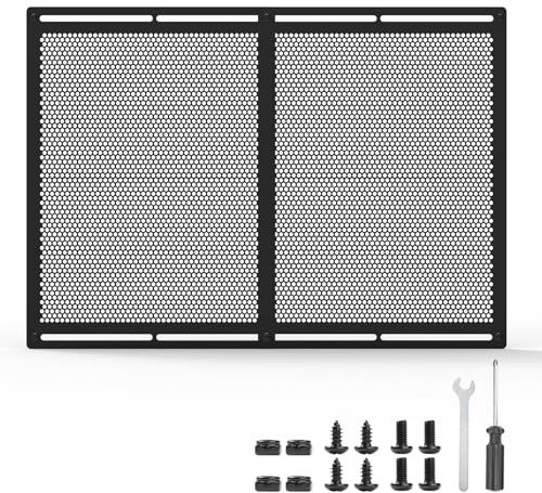 Kessainely Rejilla de puerta de entrada para caravana, ajustable mejorada de 16 a 31 pulgadas de ancho, 21.25 pulgadas de altura, protector de puerta de entrada de metal, parrilla de puerta de cámper,