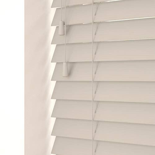 Cloud 50mm Faux Wood Venetian Blinds Fine Grained With Strings 120cm Drop 70cm Wide