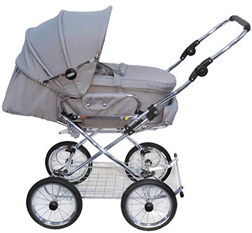 EICHHORN Kinderwagen Kombikinderwagen Komplett-Set, 0-3 Jahre, umbaubar zum Sportwagen, inklusive Babytragetasche, Stoff Grau, ECCO-Räder