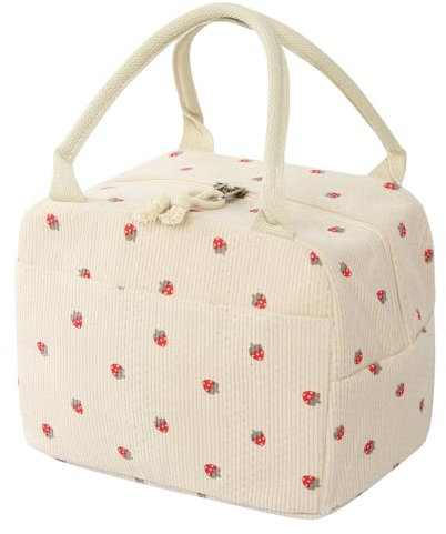 GOSHIES 9L Lunchtasche Kühltasche Lunch Tasche Lunchbox Tasche Wiederverwendbare Lunchbag Mini Kühltasche Lunchbox Tragbar für Erwachsene, Arbeit, Schule, Picknick, Strand Weiß