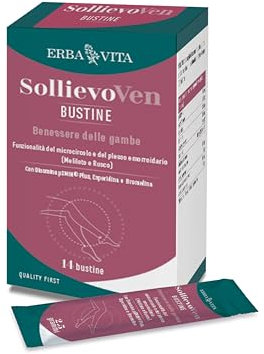 ERBA VITA Sollievo Ven integratore alimentare - 14 bustine a base di estratti vegetali, Diosmina μSMIN® Plus, Esperidina, Bromelina e Vitamina C