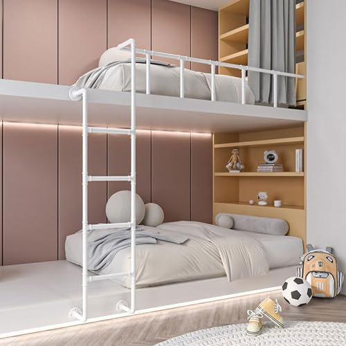 HNZHUXUE White Interior Bunk Bed Ladder - Tall Bed Safety Side Ladder - 3/4/5 Step Bunk Ladders, Metal Replacement Ladders Space-Saving Wall Mounted Universal Ing Ladder/145Cm/57In