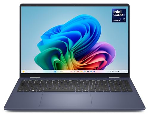 Dell 16 Plus 2-en-1 PC Portable Copilot+ DB06250-16 FHD+ (1920x1200) Tactile 16:10, Intel Core Ultra 7 Série 2, Intel Arc, 16Go RAM, 512Go SSD, Windows 11 Home, Clavier Azerty, Ice Blue