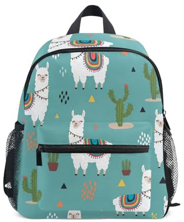 RPLIFE Süßer Lamas bunter Kleinkind-Rucksack für Jungen und Mädchen, Schultasche mit Namensschild, Mini, 3–8 Jahre