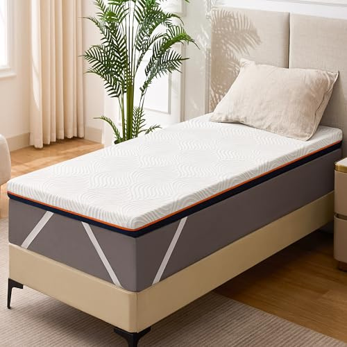 Solviente Matratzenauflage aus Memory-Schaum, 90 x 190 cm – 10 cm mit Gel, hochdichter Schaumstoff, ergonomisch, atmungsaktiv, mit hypoallergenem Bezug, abnehmbar und waschbar