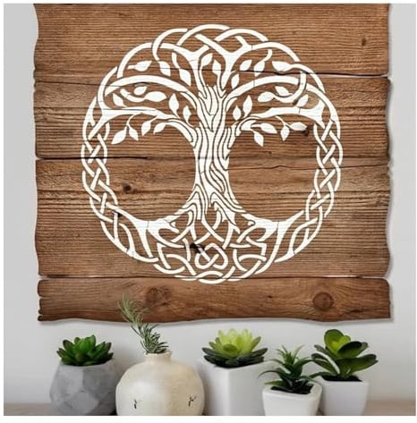 Grand pochoir réutilisable arbre de vie, 60 cm x 60 cm, modèle supplémentaire pour mur, bois, meubles et sol, loisirs créatifs, décoration d'intérieur