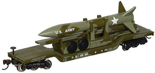 Bachmann Industries Inc. 52' Center-Depressed Flat-Car Olive Drab Military with Missile - N Scale
