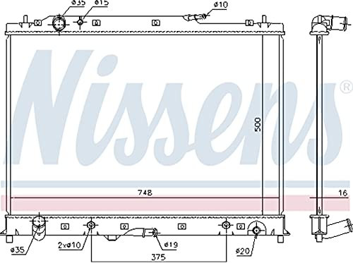 NISSENS Kühler Motorkühlung Kühler Wasserkühler Motorkühler Netzbreite 748mm Netzlänge 500mm Netztiefe 16mm 68525