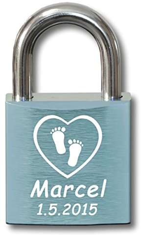 3Dglas kleines Liebesschloss 30mm | Rosa oder Hellblau | Ergänzung für Dein Schloss für Babys, Kinder, Hunde, Katzen und Co