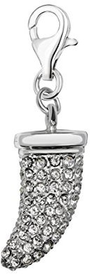 Quiges Charms Anhänger Zahn Brilliant Versilbert Damen Schmuck für Bettelarmband