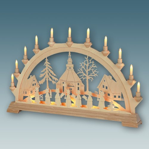 KWO Olbernhau 62014 Schwibbogen Seiffner Kirche mit Kurrende, 84 x 49 cm