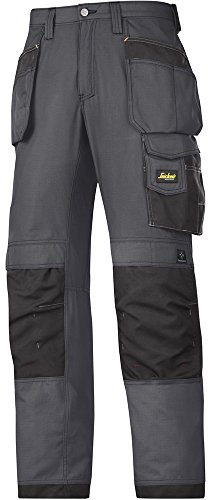 Snickers 32135804104 Size 104 Rip-Stop Craftsmen Holster Pocket Trousers - Grey-Black