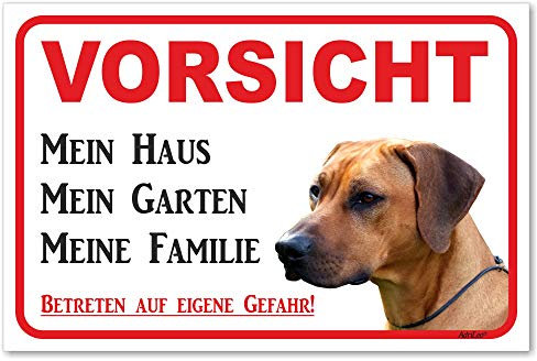 AdriLeo Schild - Vorsicht Rhodesian Ridgeback - Mein Haus - (15x20cm) / Achtung Hund Wachhund robust langlebig UV-beständig wetterfestes Warnschild