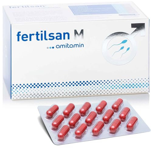 amitamin Fertilsan M - Fruchtbarkeit + Kinderwunsch Mann - Spermienproduktion - 90 Kapseln - Apothekenqualität - vegan - Zink, Selen, L-Arginin, Folsäure, L-Carnitin uvm. - deutsche Herstellung