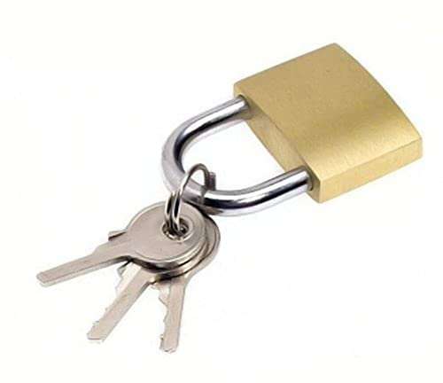 Vorhängeschloss, inkl. 3 Schlüssel, aus Messing/Spindschloss Fitnessstudio/Kellerschloss/Schloss mit Schlüssel