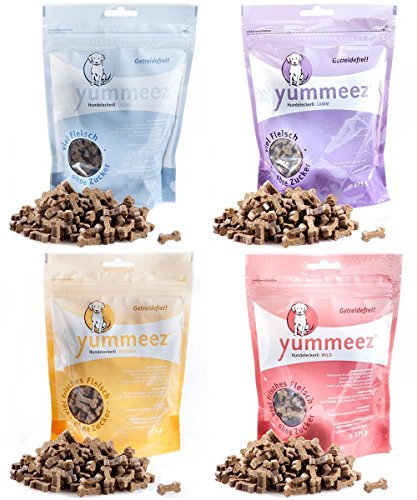 Yummeez Set 4 x 175g Knöchelchen Snack Set Geflügel. Lachs, Lamm & Wild 700g