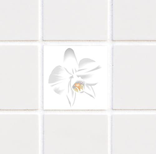 INDIGOS UG Fliesenaufkleber Fliesentattoos für Bad & Küche - Fliesenspiegel - für weiße Fliesen empfohlen - Küchenfliesen für einzelne Fliesen 10x10 cm - MD436 - schöne Blume