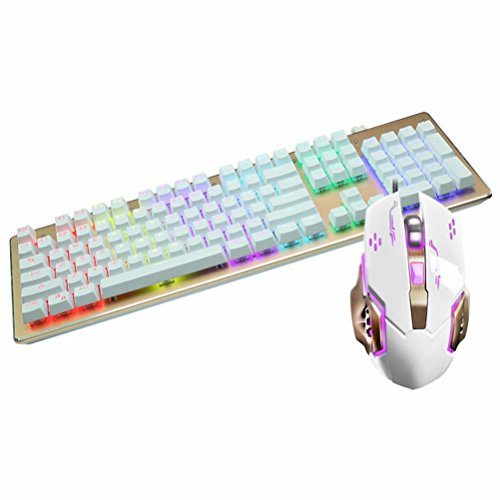 keyboard Spina la Vera Tastiera Meccanica Mouse Set Gioco Internet Cafes Green Axis Notebook Computer USB 450 * 130 * 28mm White