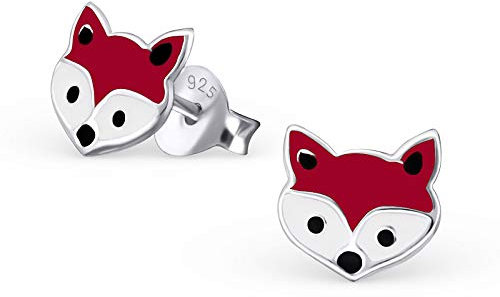 Monkimau Mädchen Ohrringe Fuchs Kopf Ohrstecker aus 925 Sterling Silver Silber