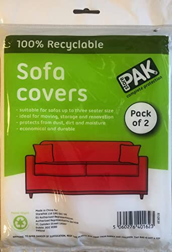 StorePAK Sofa-Bezugstasche für Umzug, Lagerung oder Transport, für bis zu 3-Sitzer-Sofaschutz, robuste Möbelaufbewahrungstasche, stark, wiederverwendbar, wasserdicht, staubabweisend, 2 Stück