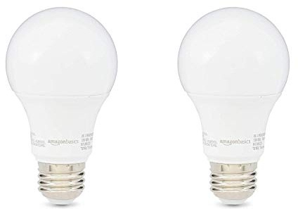 Amazon Basics A19 LED Light Bulbs, 60W Equivalent, 9W Energy Efficient, E26 Standard Base, Soft White 2700K, Non-Dimmable, 10,000 Hour Lifetime, Easy to Install, 2-Pack