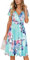 OUGES Women's Summer Short Sleeve V-Neck Floral Casual Ladies Dress with Pockets (Floral03,M)