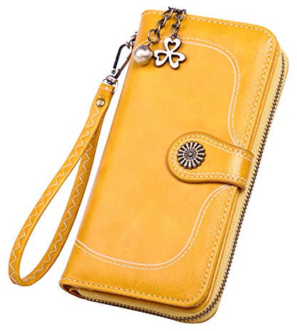 RRANCharltu Portefeuille Femme Grande Capacité Porte Monnaie Femme Cuir Portefeuilles et Porte-Cartes avec Fermeture Éclair, Compartiments Cartes et Poche Téléphone