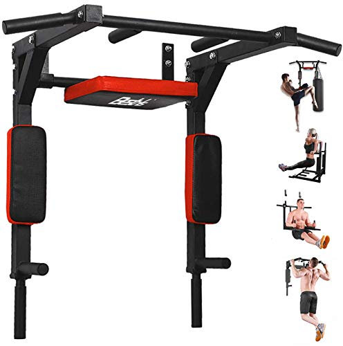 Besthls Klimmzugstange zur Wandmontage, multifunktional, Dip-Ständer für den Innenbereich, Fitnessstudio, Workout, Powerturm-Set für bis zu 220 kg