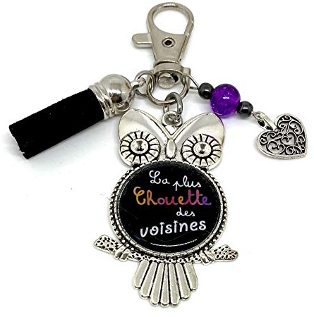 Cadeau voisine, porte clés femme, la plus chouette des voisines, porte clé, bijoux de sac