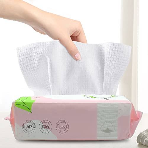 GothicBride Cotton Tissue - 100% US Cotton Dry Baby Wipes, Soft Disposable Face Towels for Makeup Removing, Sensitive Skin - Portable (1 Pack, 60 Counts)