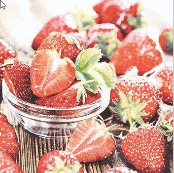 20 Servietten Liebe für Erdbeeren als Tischdeko 33x33cm