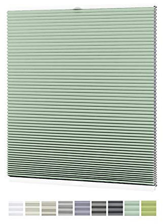 HORIVERT Wabenplissee Minzegrün 70x70 cm (B x H) mit Klemmträgern, mit Eco Dichtungspads, ohne Bohren, Doppelplissee | Plissee| Faltrollo, Weiße Rückseite, Klemmfix, leichte Montage mit Video