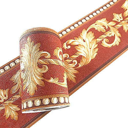 Simplemuji Self Adhesive 3D Blue Flower Waterproof Wallpaper Border Peel and Stick for Bathroom Kitchen Counter Top Tiles Sticker 10CM by 5M (Orange)