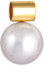 Goldener Schmuck Perlen-Anhänger in 925 Sterling Silber vergoldet mit weißer Glas Perle (12 mm) für Damen Kette oder Halskette, Farbe: weiß, 0508132020