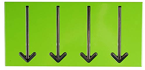 etc-shop Wand Garderobe Pfeil Chrom Bild Flur Aufhänger Deko schwarz weiß grün beweglich, Farbe:grün - Wandgarderobe 4 Haken