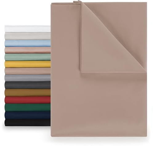 Blumtal® Basic Betttuch 280x275 cm für Matratzen 180x200 cm - Bettlaken ohne Gummi - Oeko-TEX zertifiziertes Betttuch ohne Gummi - Leintuch aus gebürstetem Microfaser - Bettlaken 180x200 cm in Taupe