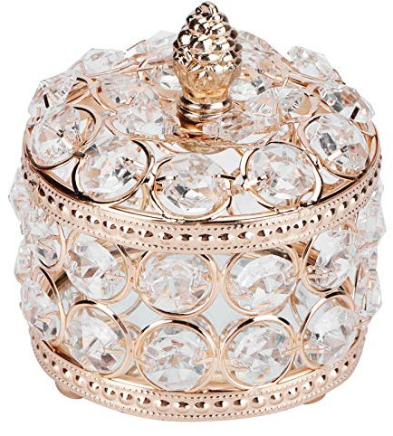 Tissting Caja de Joyería de Cristal, Contenedor de Almacenamiento para Collares y Pendientes, para Regalos y Decoración del Hogar, Joyero Organizador con Cristal Brillante para Tocador o Dormitorio