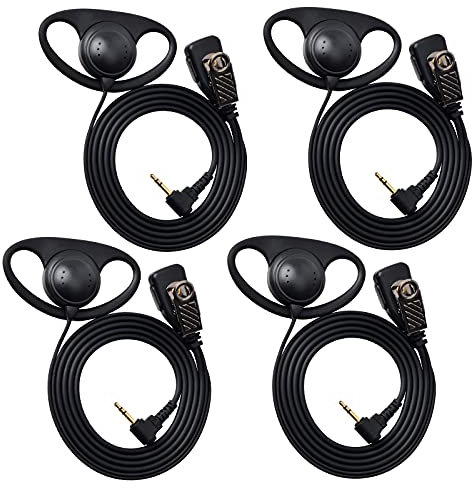 HYS Talkabout 2.5mm Earpiece D Ring Headset Compatible with Motorola TLKR T6 T7 T8 T9 T60 T82 T82 Extreme T92 2 Way Radio(4 Pack)