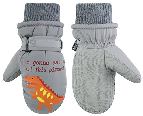 QKURT Kinder Skihandschuhe, Snowboard Handschuhe Schneehandschuhe wasserdichte und Winddichte Winter Fäustlinge für 2-5 Jahre Mädchen und Jungen Skifahren Snowboard Reiten Laufen Wandern Radfahren