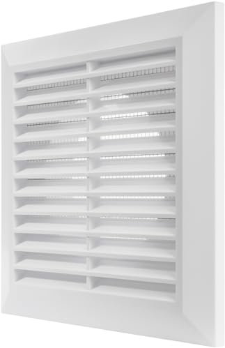 Vent Systems 4 Inch White Plastic Wall Vent Cover – Weather Resistant Louvered Grille with Flange – Durable Exterior Exhaust Outlet for Bathroom, Kitchen, Garage and Home Ventilation Systems