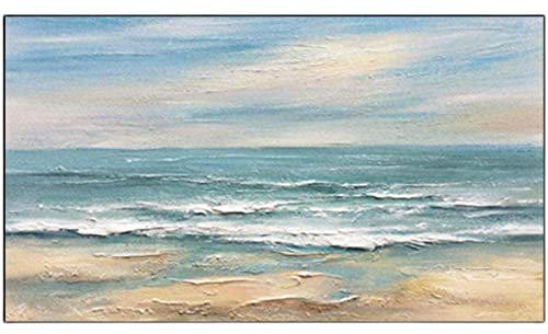 RBWL Pintura Pintada A Mano, Cielo Azul Textura Mar Olas Cielo Playa Paisaje Abstracto Arte Moderno Pintado A Mano Pinturas Al Óleo sobre Lienzo Arte De Pared para Sala De Estar Dormitorio of