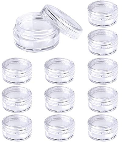 Junsasi 12pcs 5ml Small Clear Round Travel Sample Jar Pots for Women Creams Make-up Sample Containers