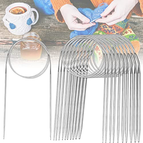 11 Pezzi Ferri Circolari Ergonomici Da Maglia - Set Da 80 cm in Acciaio 1.5/1.75/2/2.25/2.5/3/3.5/4/4.5/4.75/5mm per Calze e Progetti Di Tessitura
